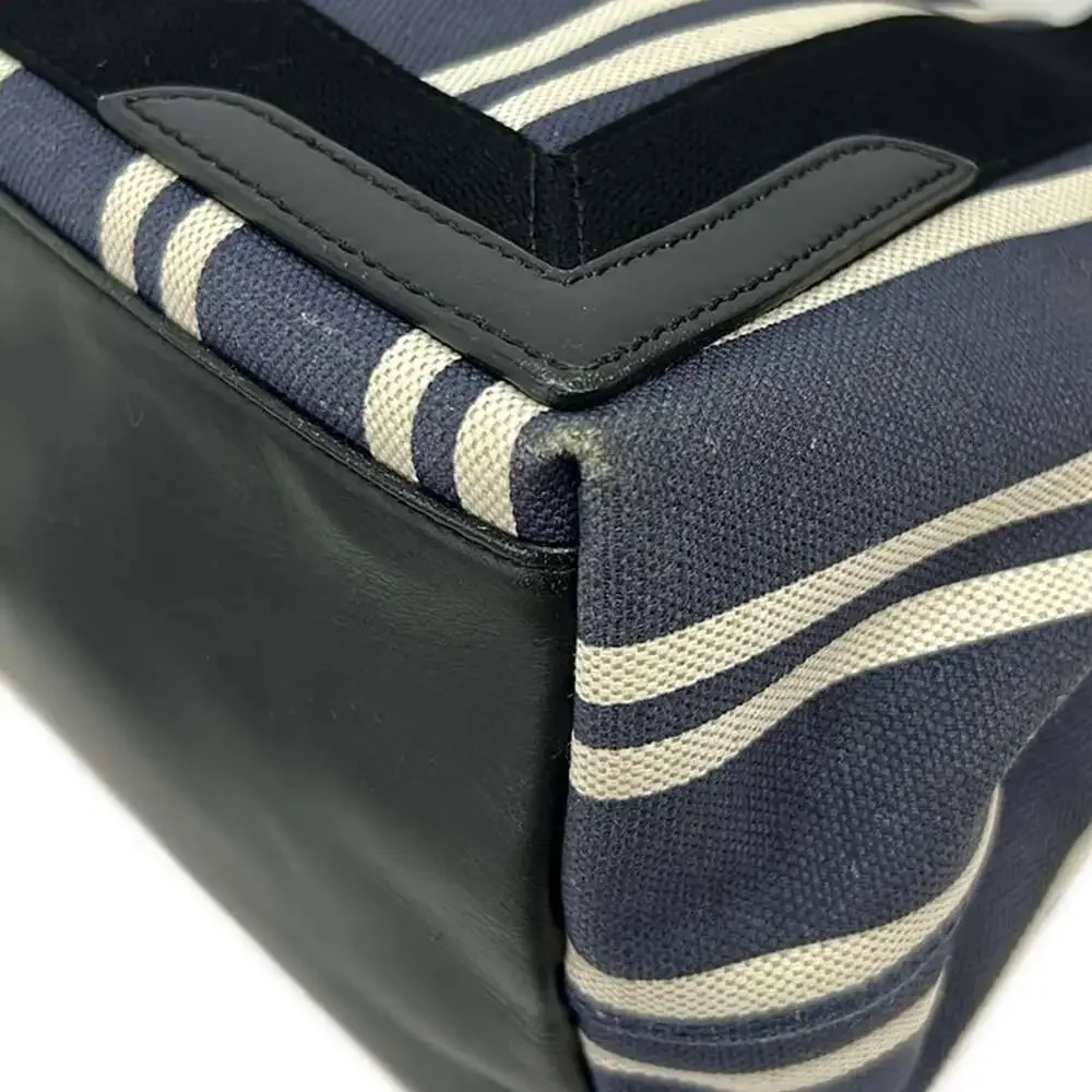 Balenciaga Navy Cabas S Tote Bag 339933 Navy White Black Canvas Leather
